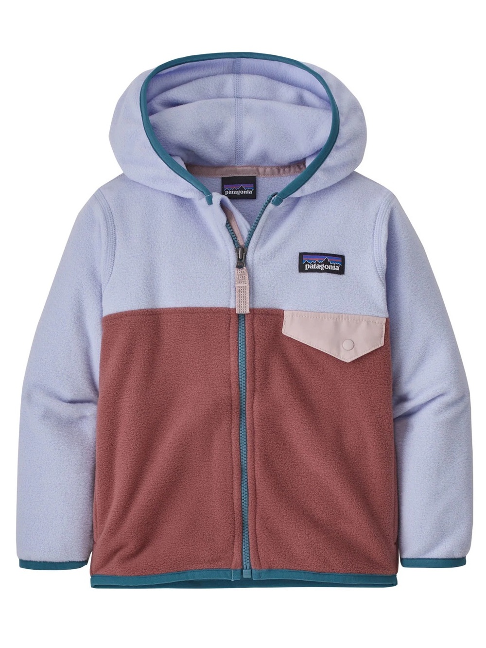 Patagonia Kids Two-Tone Hooded Fleece Jacket - Light Lavender & Mauve